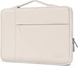 mosiso - 13.3-inch Slim Laptop Sleeve with Handle, Shock-Resistant Bubble Foam, Two Exterior Pockets - Sand