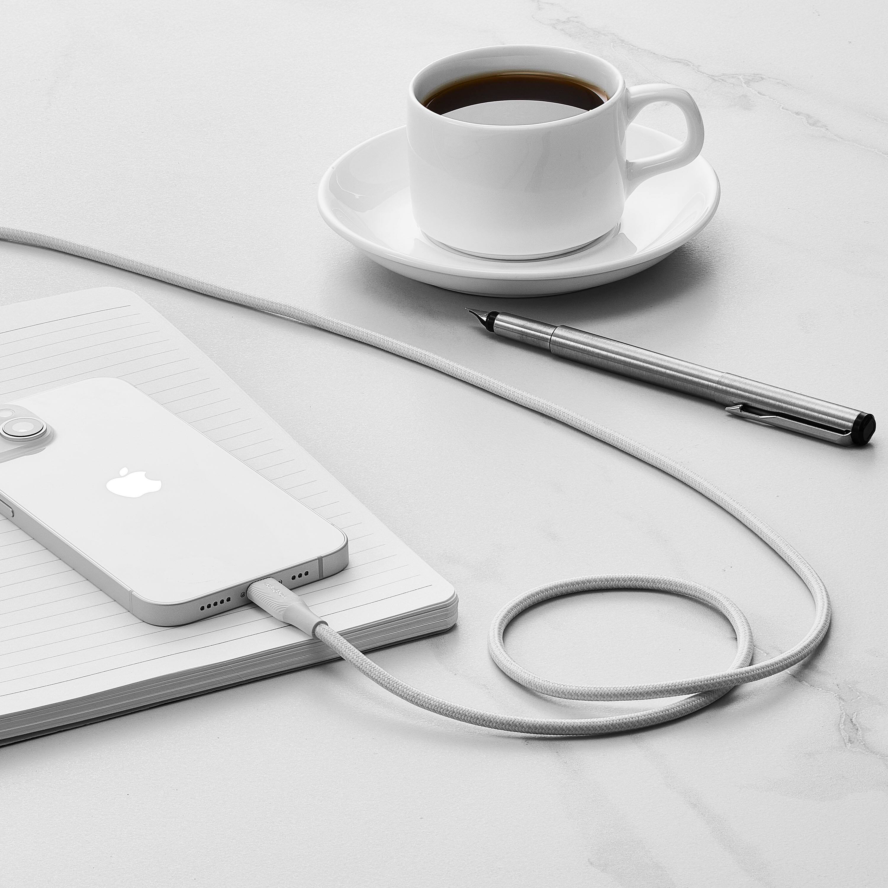 Alt View 13. Insignia™ - 6' Lightning to USB-C Braided Charge-and-Sync Cable (2 Pack) - Moon Gray.