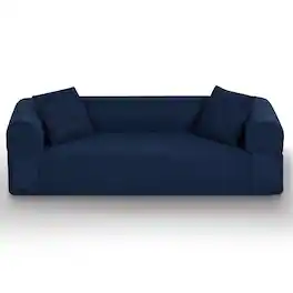 Loheer - 3 Seater Sofa Boneless Couch No Assembly Modern Apartment Furniture 83 Inch - Blue