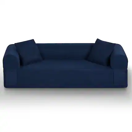 Front. Loheer - Loheer 3 Seater Sofa Boneless Couch No Assembly Modern Apartment Furniture 83 Inch - Blue.