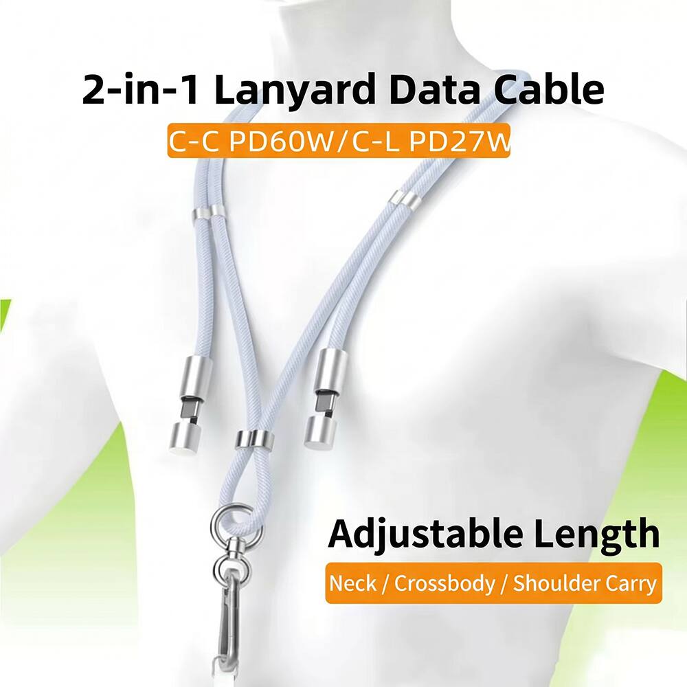 2-in-1 Lanyard Data Cable  
C-C PD60W/C-L PD27W  
Adjustable Length  
Neck / Crossbody / Shoulder Carry