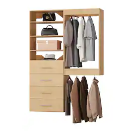 Roomtec - 46 in Wood Modular Closet System Unit-Customizable Wall Mounted Walk-In Closets for Bedroom or Walk-in Closet - Wood