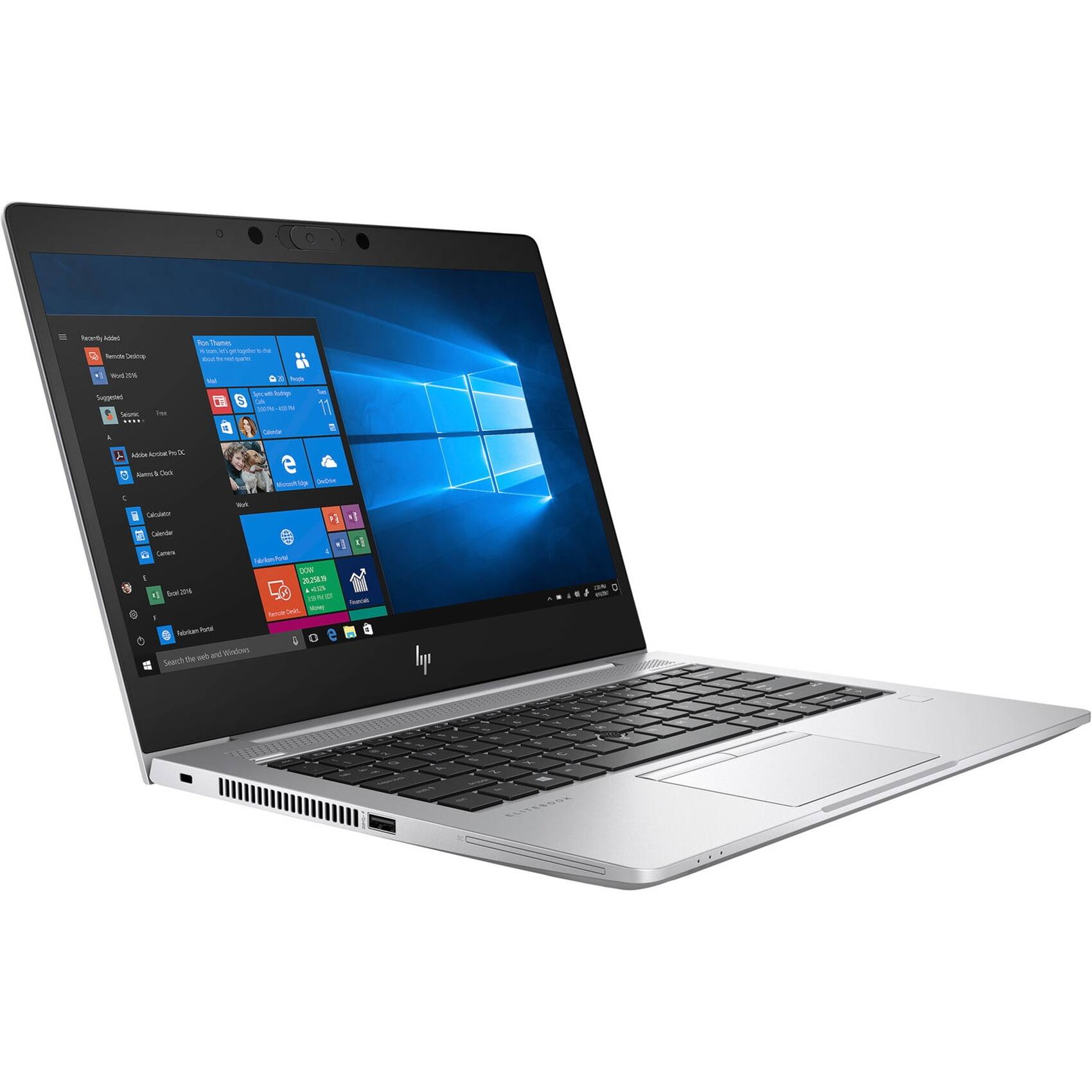 Angle. HP - 830 G6 13.3" Refurbished 1920x1080 FHD - Intel 8th Gen Core i7-8665U - Intel UHD Graphics 620 with 16GB and 512GB - SSD - Silver.