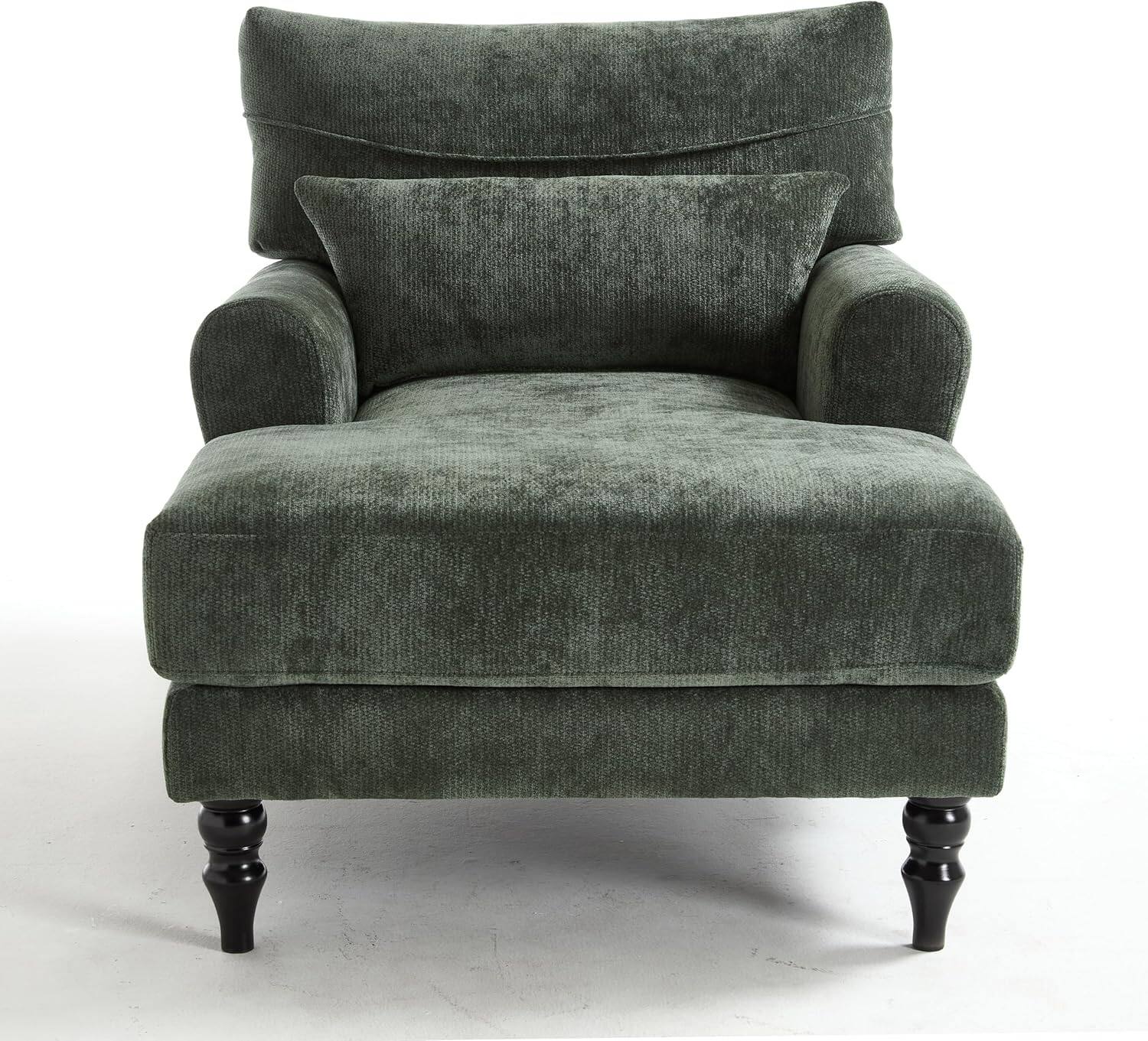 Alt View 4. Trinkets Crazed - Chaise Lounge Chair Indoor, Modern Leisure Sleeper Sofa Chair w/Double Deep Cushion, Accent Upholstered Readi - green.