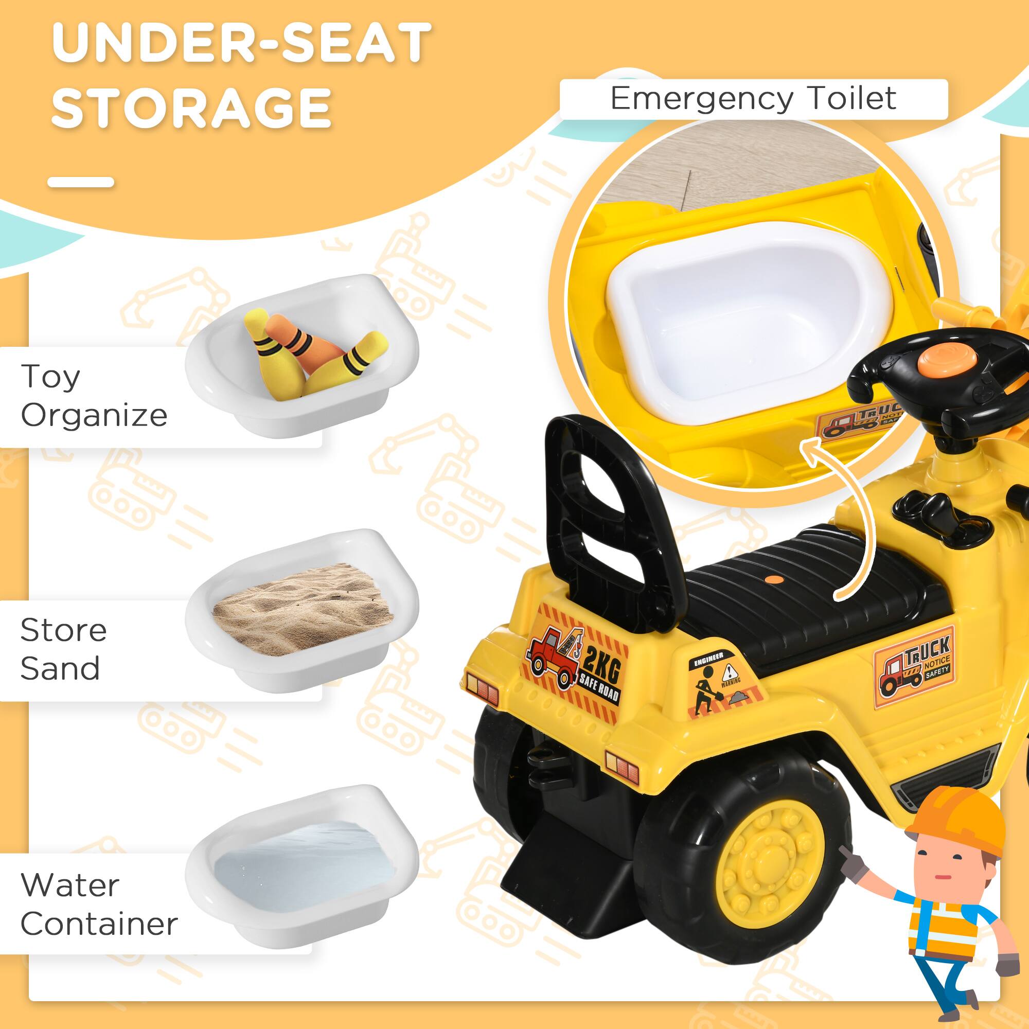 UNDER-SEAT STORAGE

- Toy Organize
- Store Sand
- Water Container

Emergency Toilet

TRUCK
2KG
1000000
TRUCK
Kelo
BAPETY