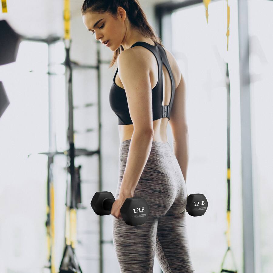 HolaHatha 3 5 8 10 12 15 Pound Neoprene Dumbbell Weight Set W holahatha-3-5-8-10-12-15-pound-neoprene-dumbbell-weight-set-w