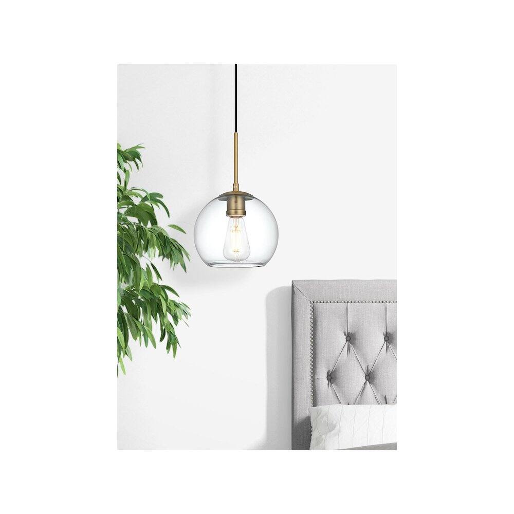 Alt View 6. Living District - Baxter 8 Inch Pendant Clear Shade in Satin Gold - Satin Gold And Clear.
