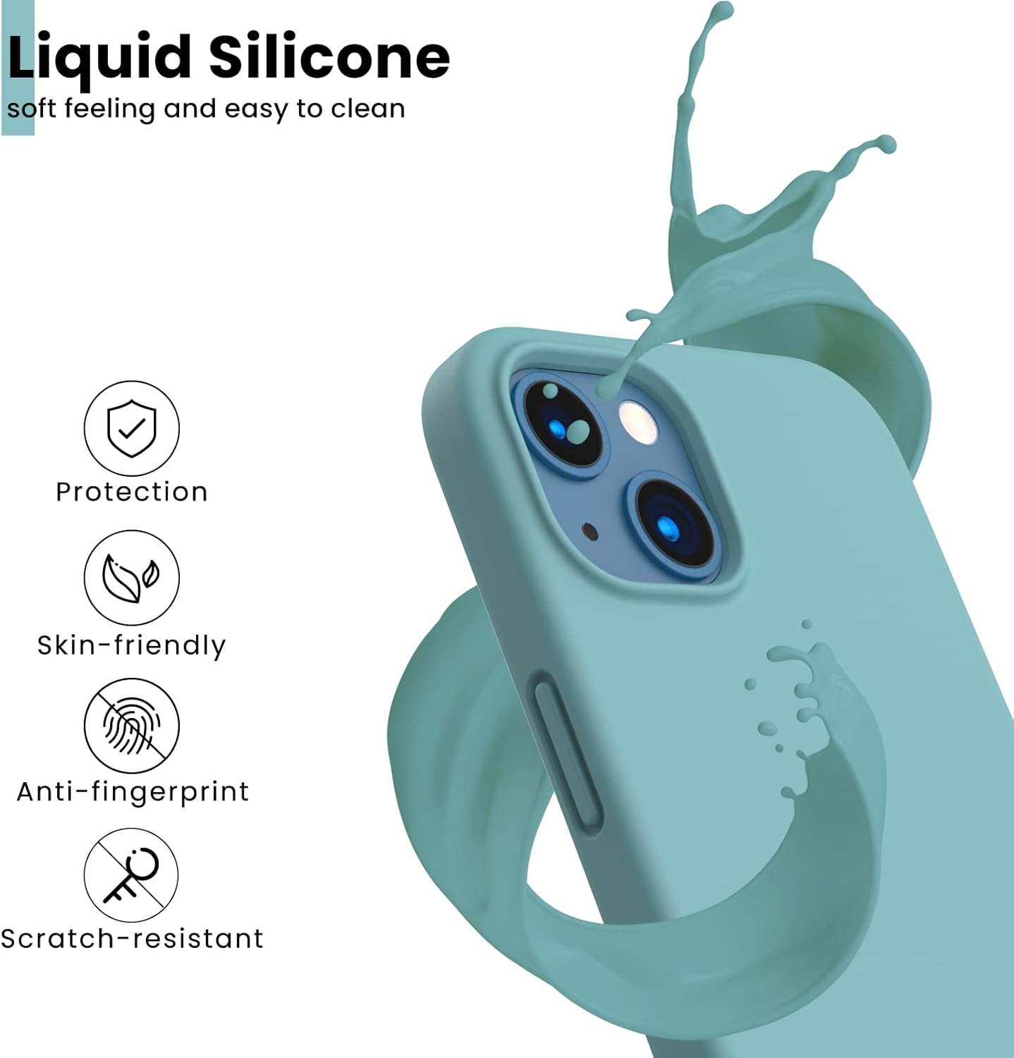 Liquid Silicone, soft feeling and easy to clean, Protection, Skin-friendly, Anti-fingerprint, Scratch-resistant