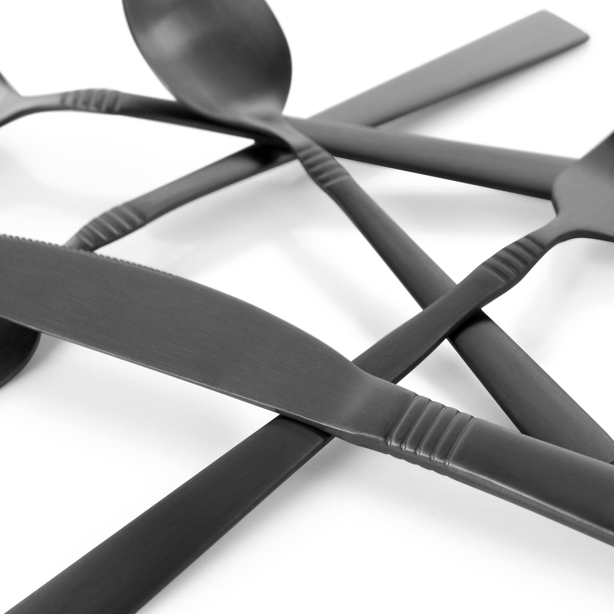 Alt View 5. MegaChef - MegaChef Cravat 20 Piece Flatware Utensil Set, Stainless Steel Silverware Metal Service for 4 in Matte Black - Black.