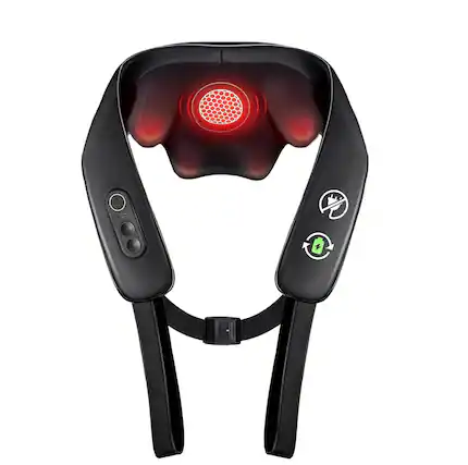 Front. Dazzed Corner - Cordless Neck & Shoulder Massager, 4D Shiatsu Deep Kneading with Heat - Black.