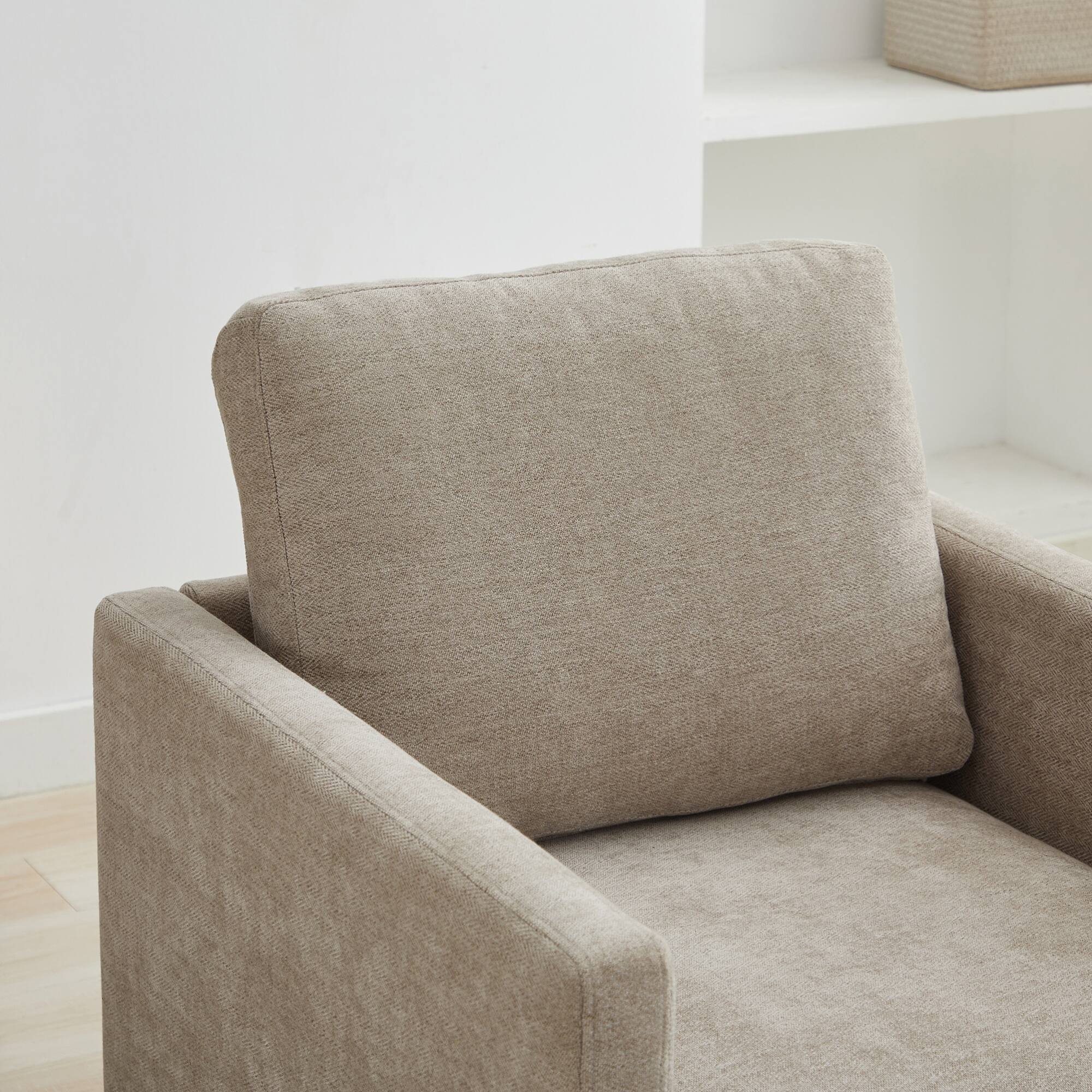Alt View 6. GOODSILO - Modern Square Swivel Accent Chair with 360-Degree Rotation for Living Room and Bedroom - Taupe.
