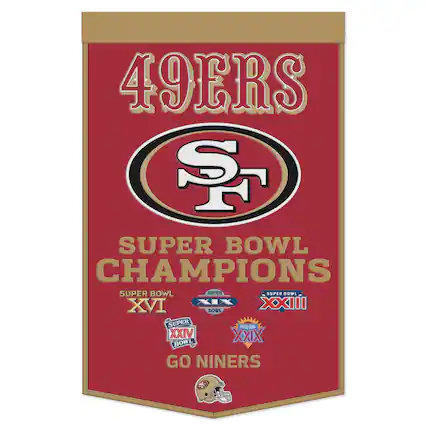 49ERS
SUPER BOWL CHAMPIONS
SUPER BOWL XVI
SUPER BOWL XXIII
SUPER BOWL XXIV
SUPER BOWL XXIX
GO NINERS