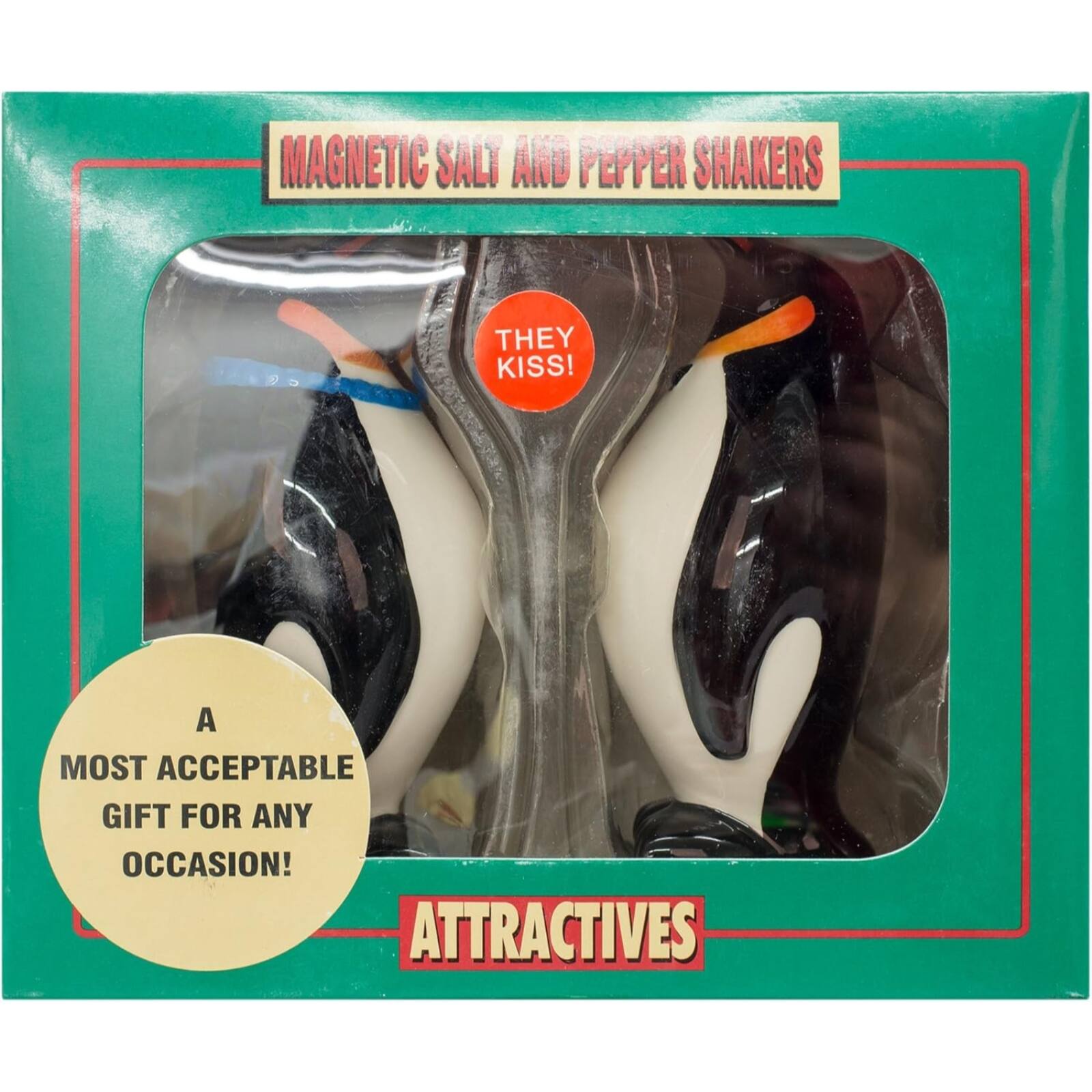 MAGNETIC SALT AND PEPPER SHAKERS THEY KISS! A MOST ACCEPTABLE GIFT FOR ANY OCCASION! ATTRACTIVES