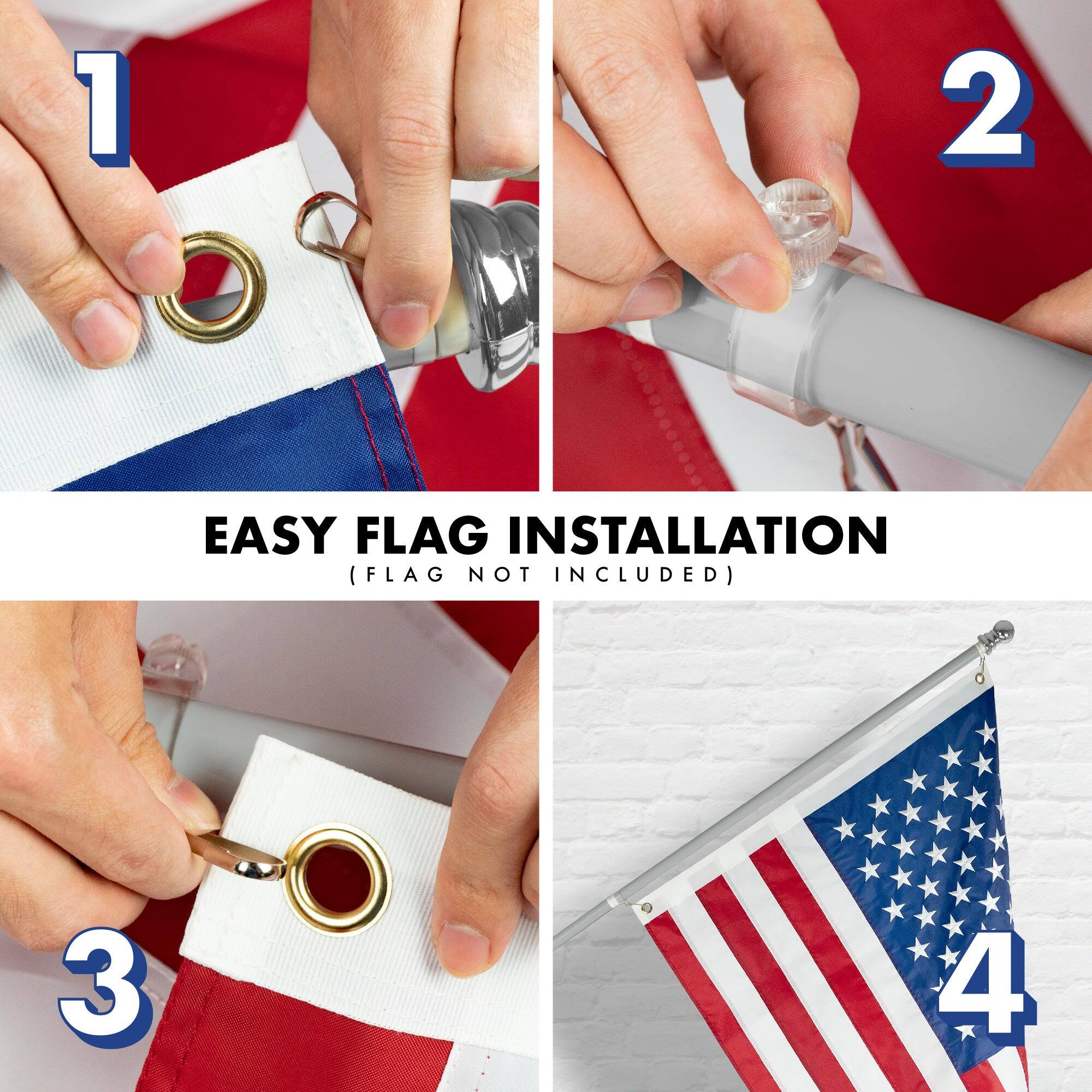 1. Easy Flag Installation (Flag Not Included)
2. 
3. 
4.