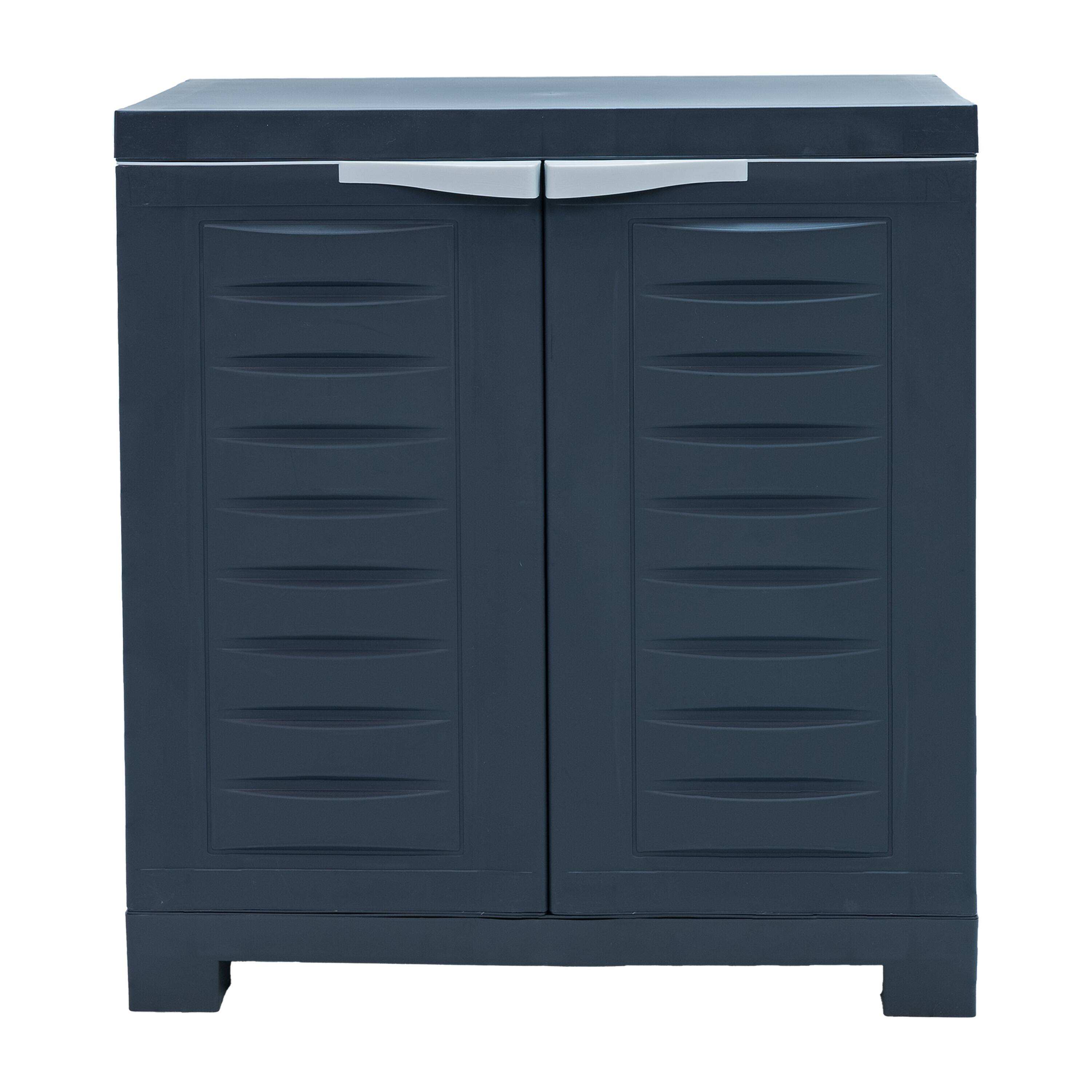 Alt View 6. Sunnydaze - Heavy-Duty Plastic Storage Cabinet with Adjustable Shelf - Charcoal.