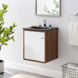 Modway - Transmit Wall-Mount Bathroom Vanity Basin Included - Walnut Black