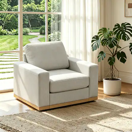 Front. Dyonery - Dyonery 42" Modern Single Sofa ,Deep Seat Modular Sofa Couch,Solid Wood Frame,Spring Cushions,Easy Assembly,Beige - Beige.