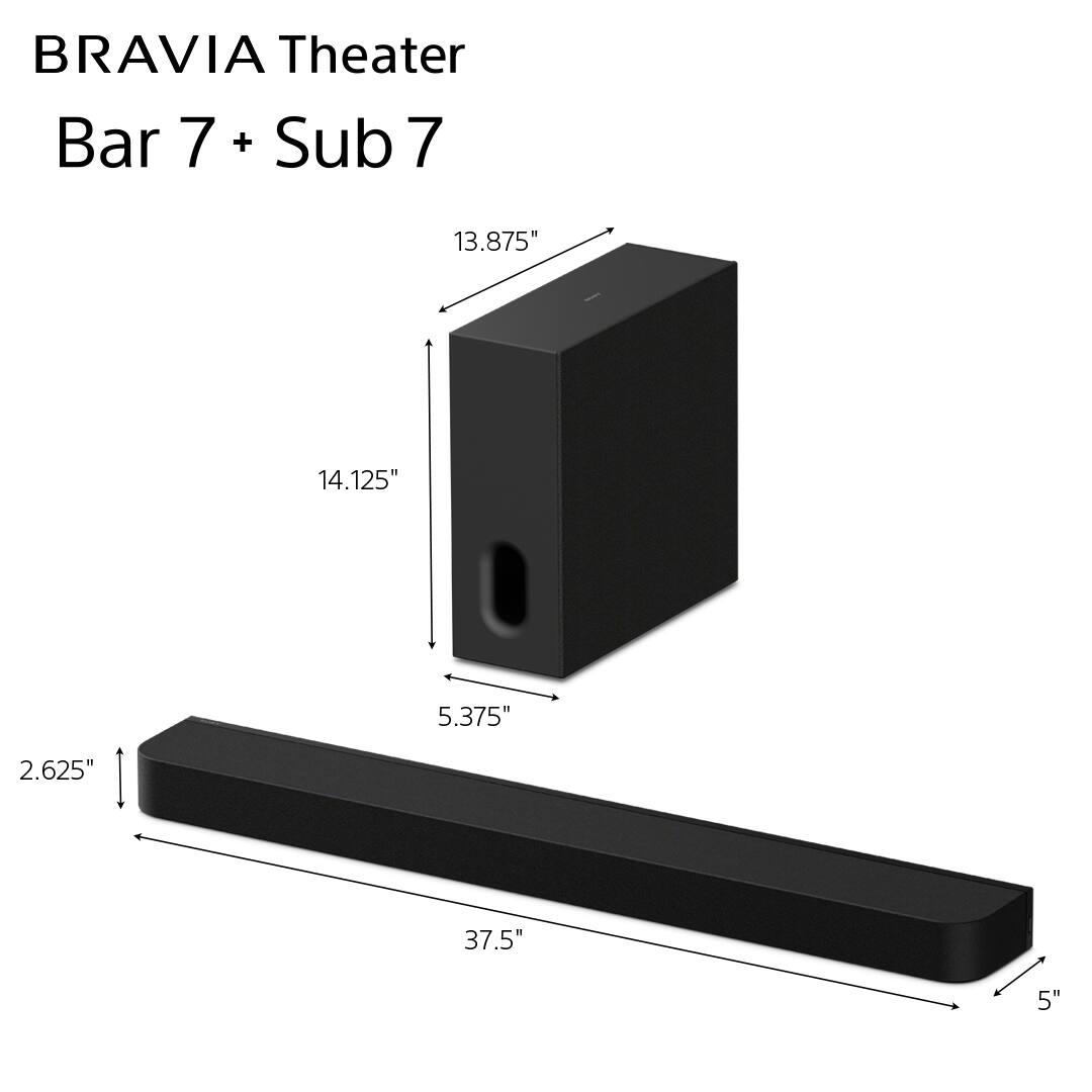 BRAVIA Theater Bar 7 + Sub 7  
13.875"  
14.125"  
5.375"  
2.625"  
37.5"  
5"