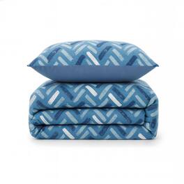 Shavel Home Products - Shavel 100% Polyester Luxury Seersucker Chevron Comforter Set Twin - Blue