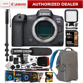 Canon - EOS R5 Full Frame Mirrorless Camera with 8K Video 45MP CMOS Sensor Body Bundle