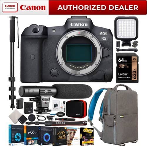 Bundle - Canon - EOS R5 Full Frame Mirrorless Camera with 8K Video 45MP CMOS Sensor Body