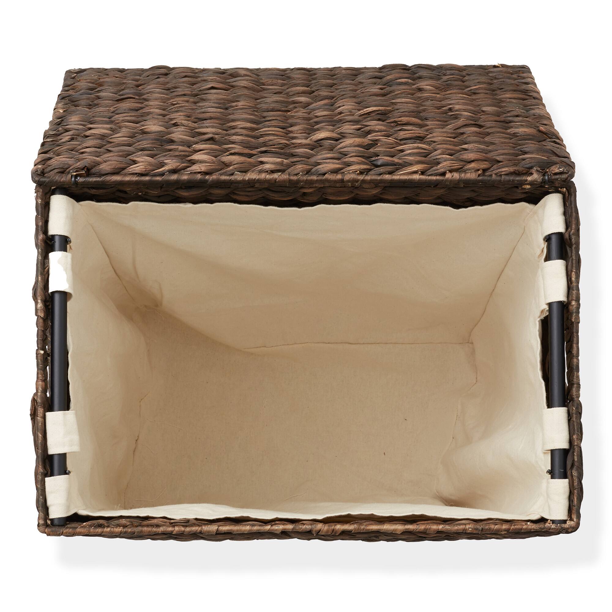 Alt View 5. Casafield - Large Laundry Hamper Basket w Lid and Liner - Water Hyacinth - Espresso.