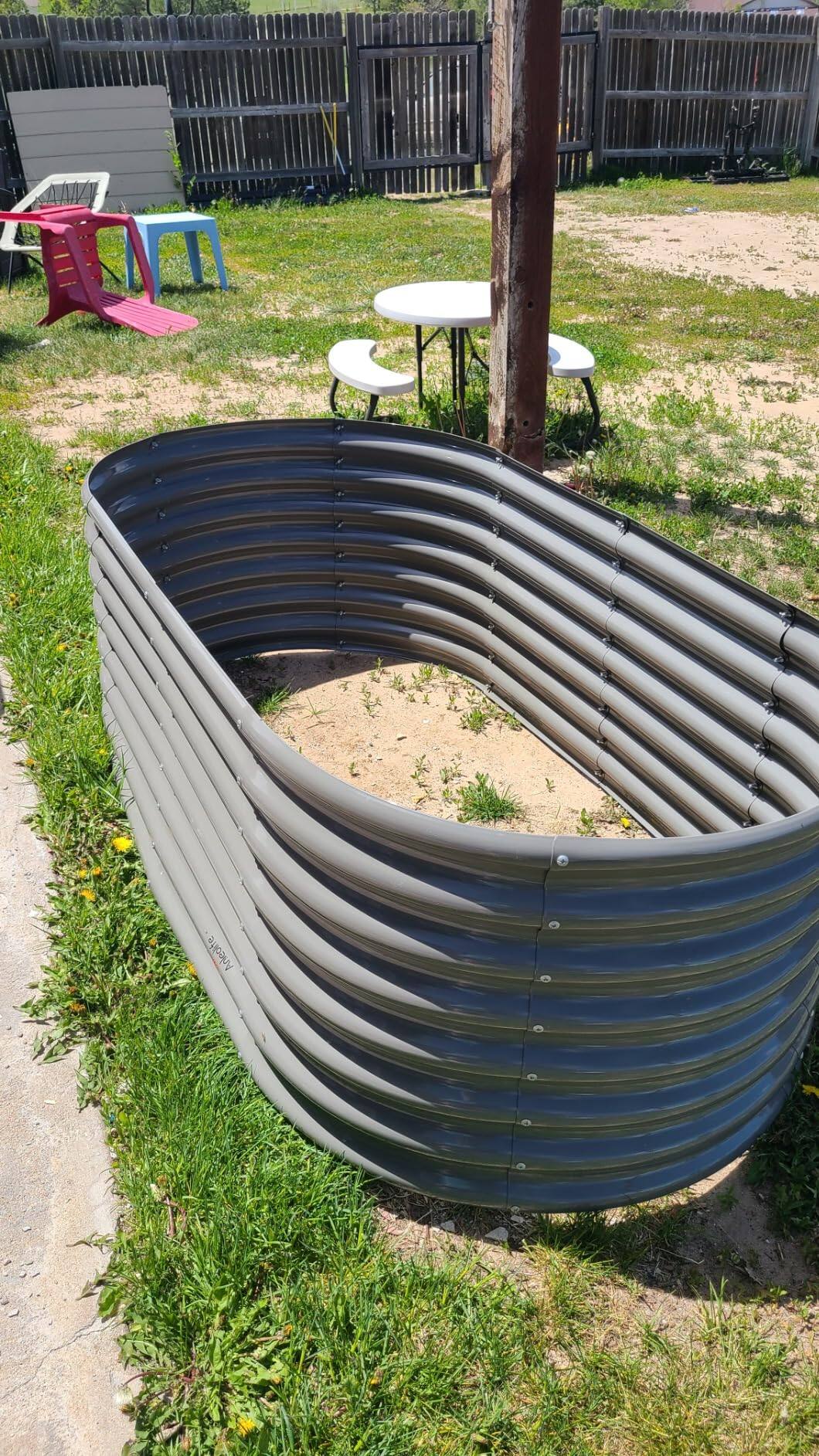 Alt View 5. A Anleolife - Metal Oval Raised Garden Bed Planter Box for Planting Vegetables Flowers Herb (72 in. L x 36 in. W x 24 in. H) - Gray.