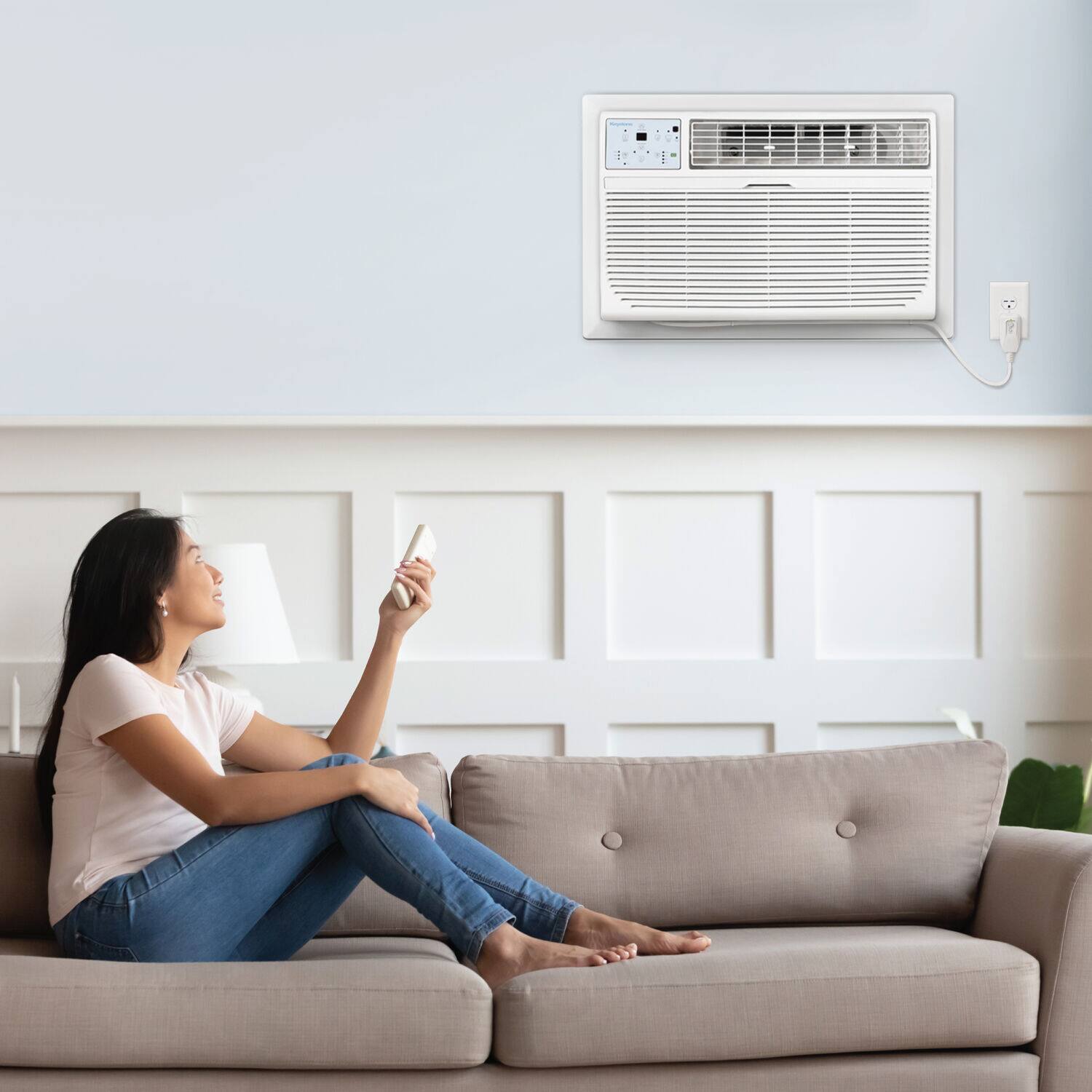 Alt View 11. Keystone - Energy Star 10,000 BTU 230V Through-the-Wall Air Conditioner with Follow Me LCD Remote Control - White.