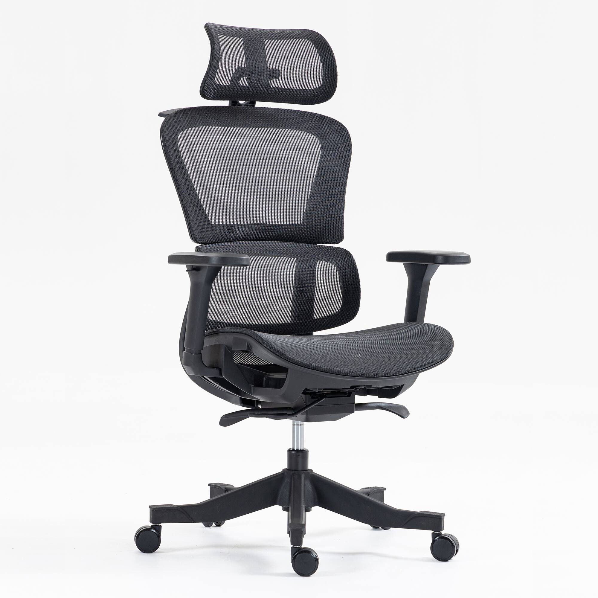 Angle. PexFix - High-Back Ergonomic Office Chair with 4D Flip-Up Armrests, 360° Swivel & Recline Function for Home Office - Black.