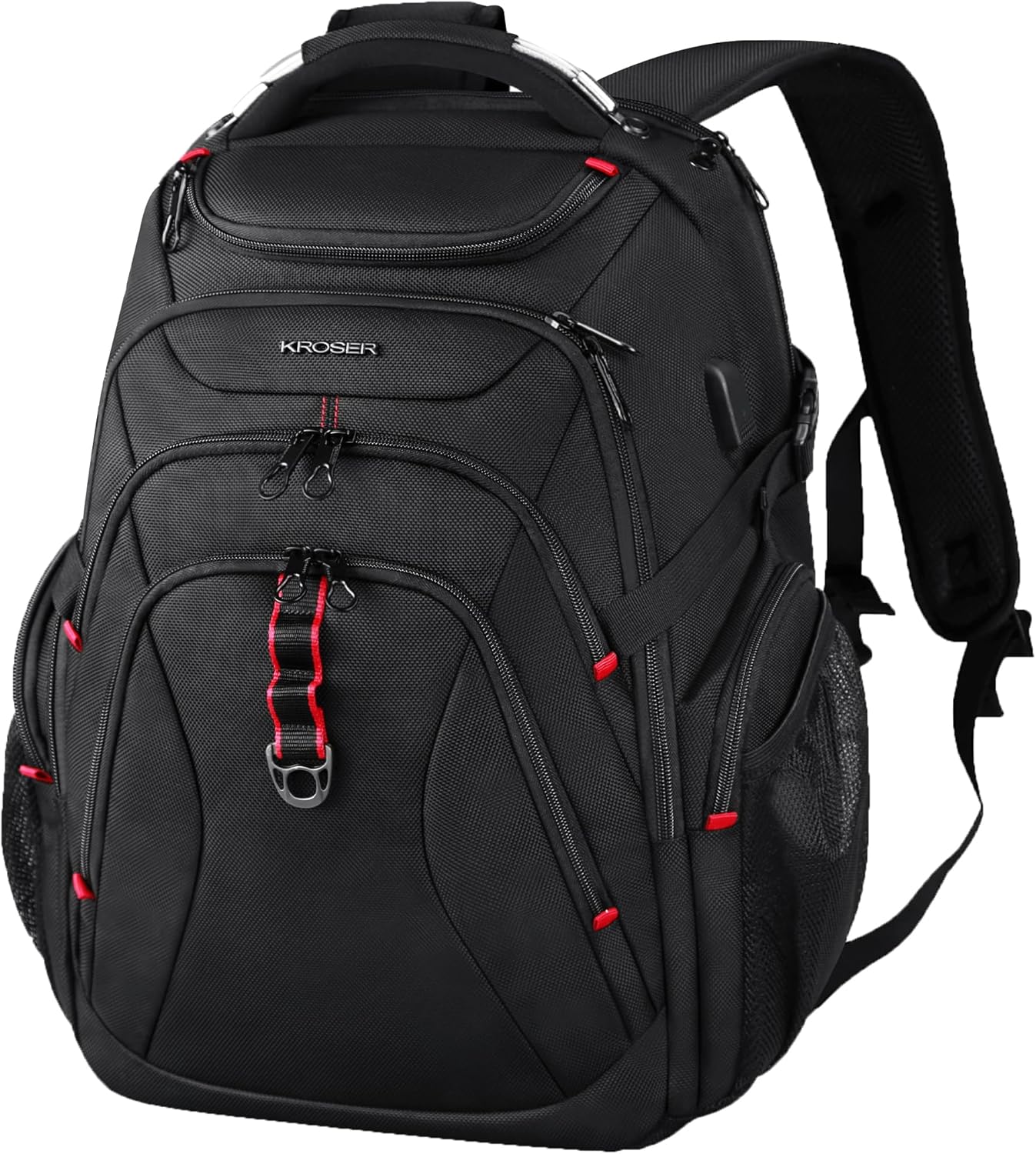 Front. Vulpecula Spade - Travel Laptop Backpack Computer Backpack with Hard Shell Saferoom RFID Pockets Water-Repellent Business  Bag - Black-17.3.
