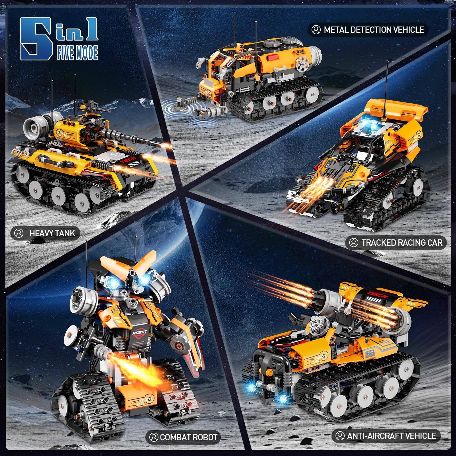 EZTW1 Stem Building Toys For 6 12 5in1 Controlled Robot Car Tank Kit ...