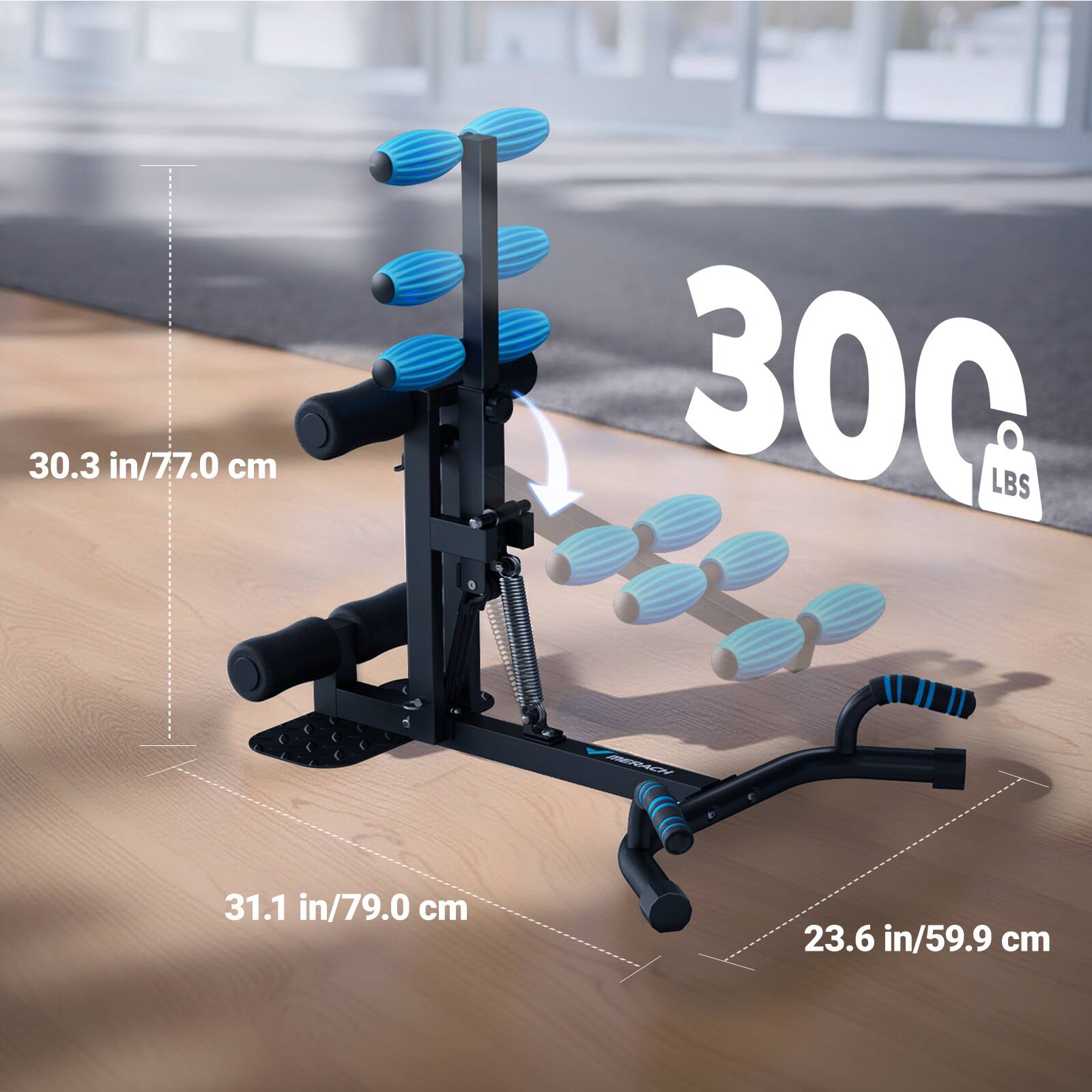 30.3 in/77.0 cm  
300 LBS  
31.1 in/79.0 cm  
23.6 in/59.9 cm