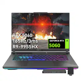 ASUS - ROG Strix G16 16" WUXGA Gaming Laptop,Ryzen 9 9955HX,32GB DDR5,2TB SSD+1TB Dock Set,GeForce RTX 5060,Win 11 - Gray