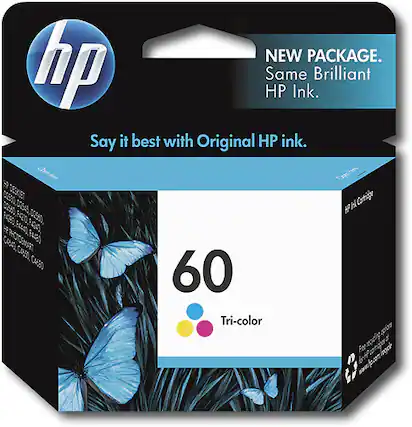 Front. HP - 60 Standard Capacity - Tricolor Ink Cartridge - Cyan/Magenta/Yellow.