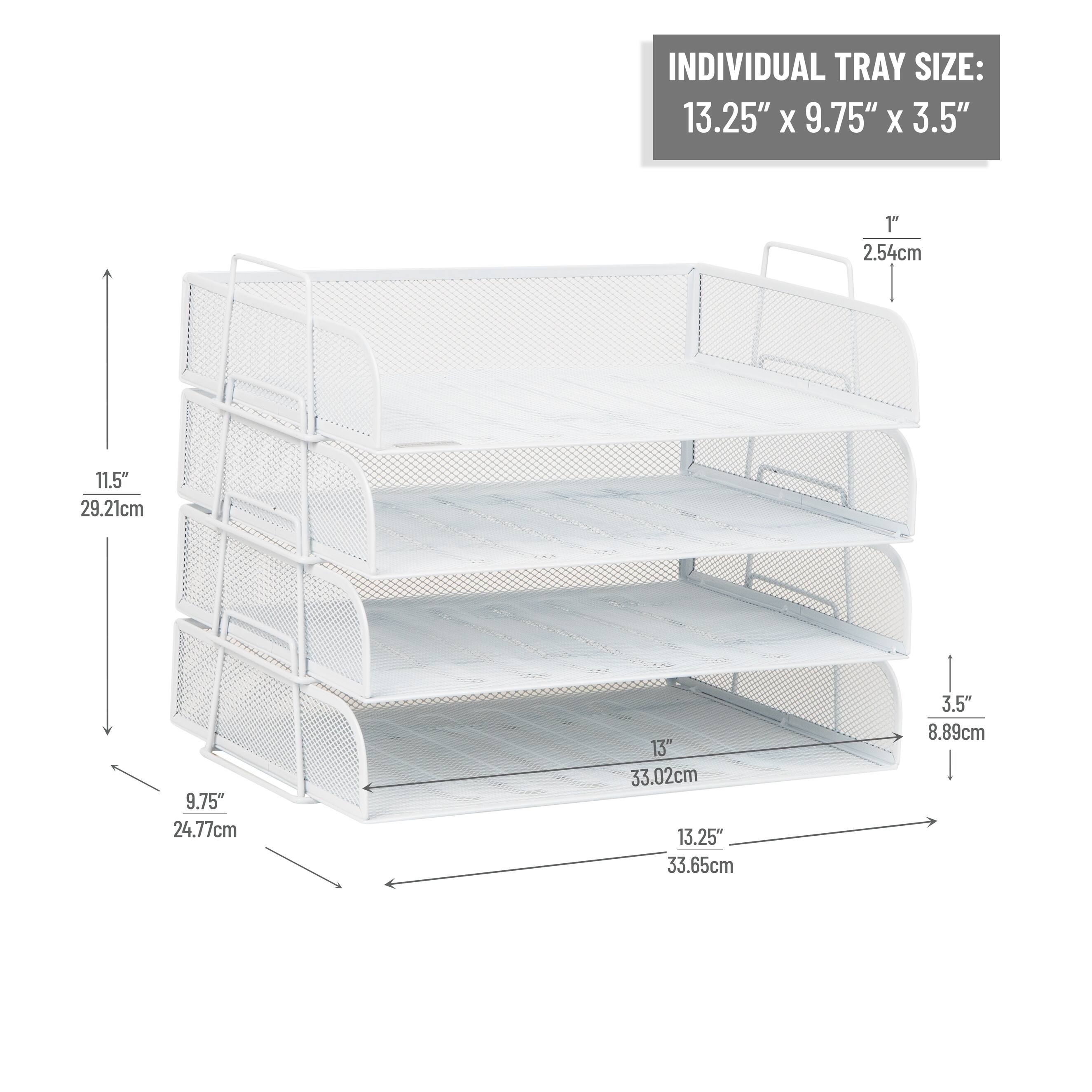 INDIVIDUAL TRAY SIZE:  
13.25" x 9.75" x 3.5"  
1" = 2.54cm  
11.5" = 29.21cm  
9.75" = 24.77cm  
13" = 33.02cm  
13.25" = 33.65cm  
3.5" = 8.89cm