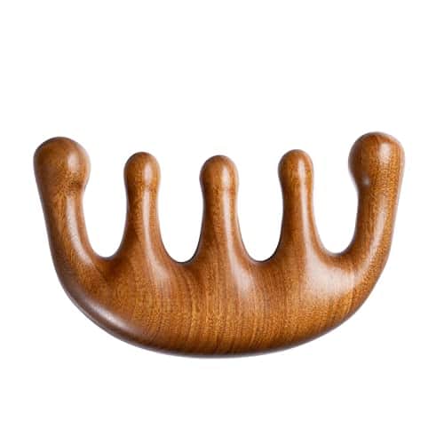 DORLUKFU - Wooden Scalp Comb, Round & Wide Tooth Hair Comb, Gua Sha Massage Scalp, Hair Care Massage Comb