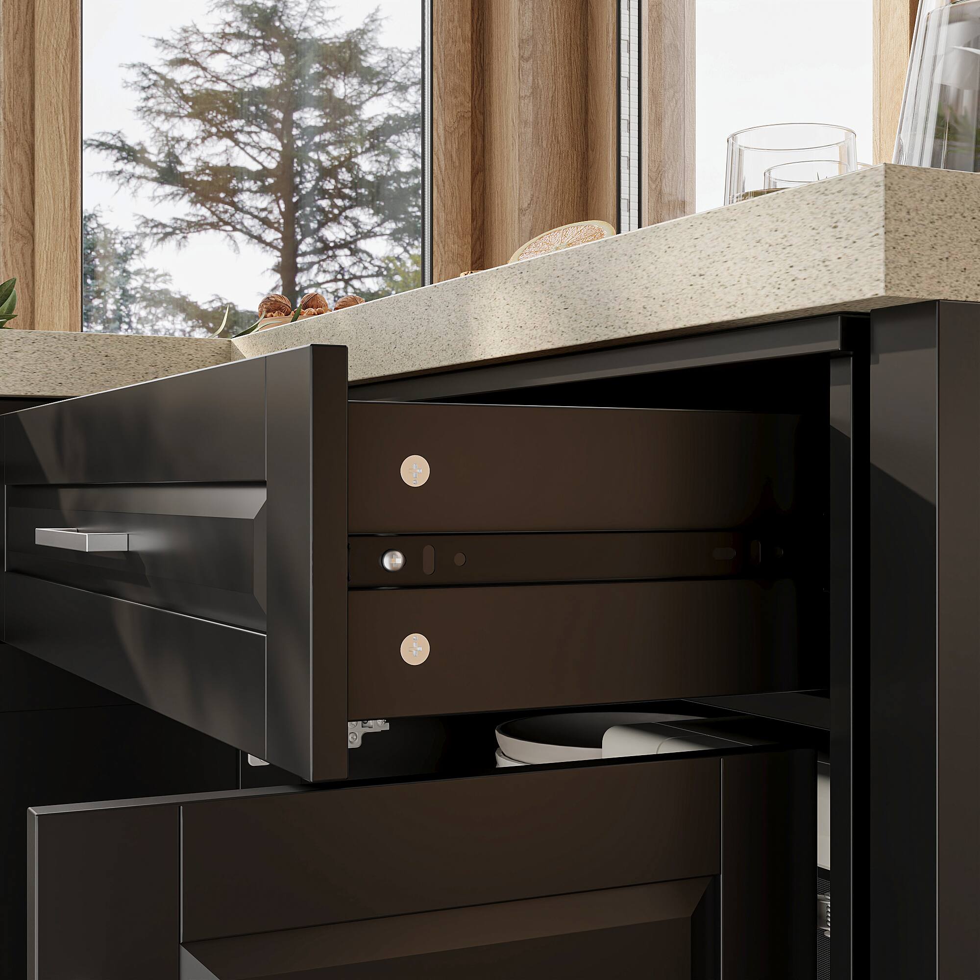 Alt View 5. FUFU&GAGA - FUFU&GAGA L - Shaped Sideboards Kitchen Storage Cabinet Space - Saving Organization Pantry Cabinet - Black.