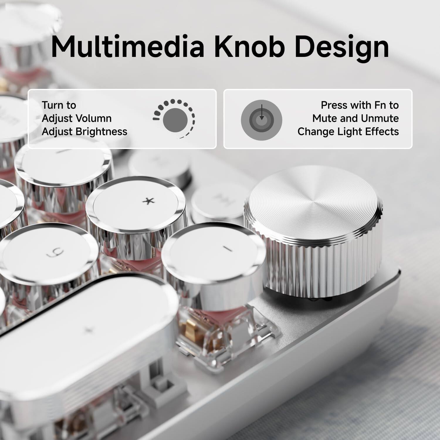 Multimedia Knob Design

Turn to  
Adjust Volume  
Adjust Brightness

Press with Fn to  
Mute and Unmute  
Change Light Effects