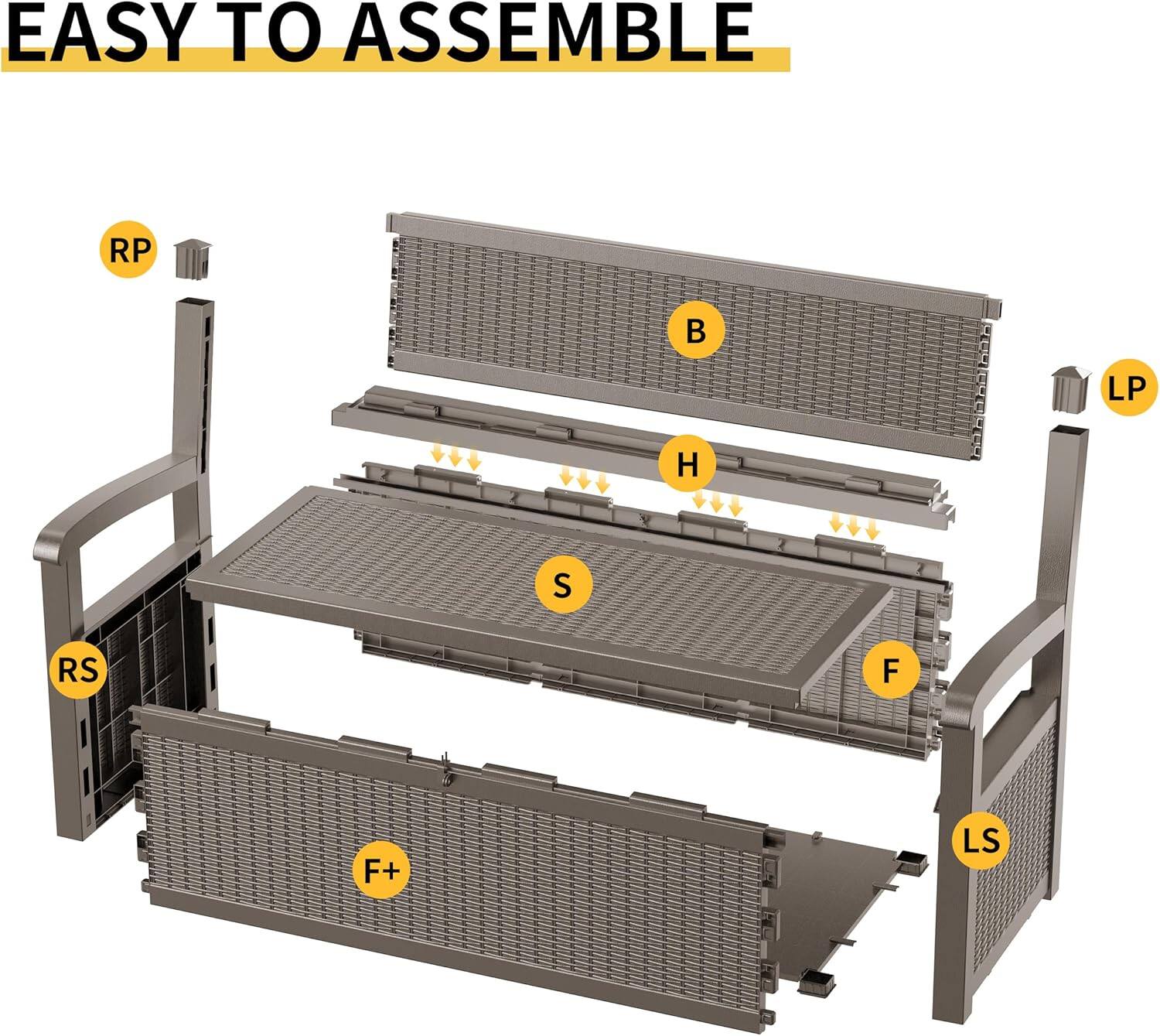EASY TO ASSEMBLE

RP B LP H S RS F F+ LS