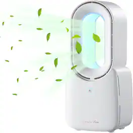 Loheer - 11.8 Inch Portable Bladeless Desk Fan Touch Control LED Light Quiet USB Table Fan for Bedroom Office