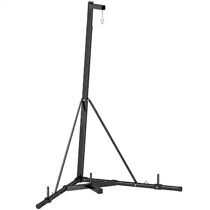 Front. Soozier - Foldable Punch Bag Stand, Height Adjustable Heavy Bag Stand with Weighted Base, Free Standing for Home Gym, Stand Only - Black.
