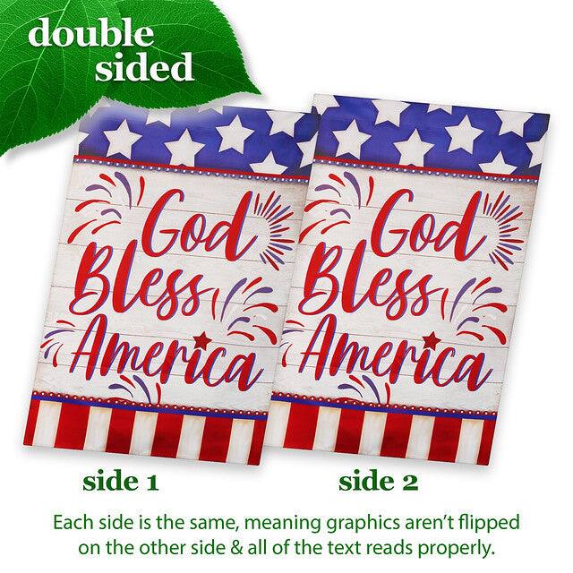 double sided

God Bless America

side 1

Each side is the same, meaning graphics aren't flipped on the other side & all of the text reads properly.

side 2
