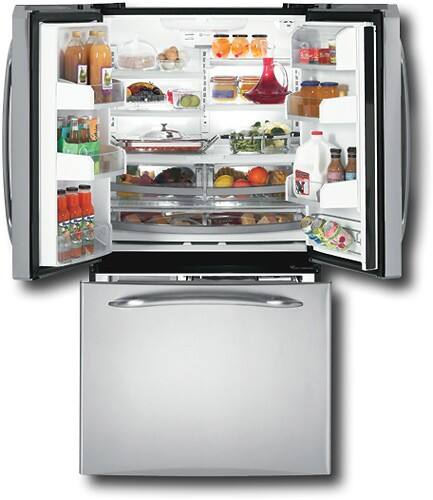 Front Standard. GE - Profile 25.1 Cu. Ft. Side-by-Side Refrigerator with Bottom-Mount Freezer - Stainless-Steel.