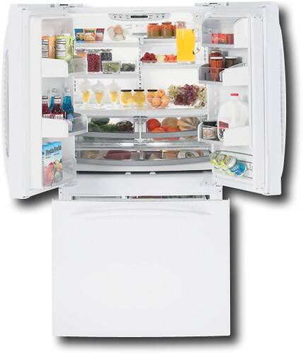 Front Standard. GE - Profile 25.1 Cu. Ft. Side-by-Side Refrigerator with Bottom-Mount Freezer - White.