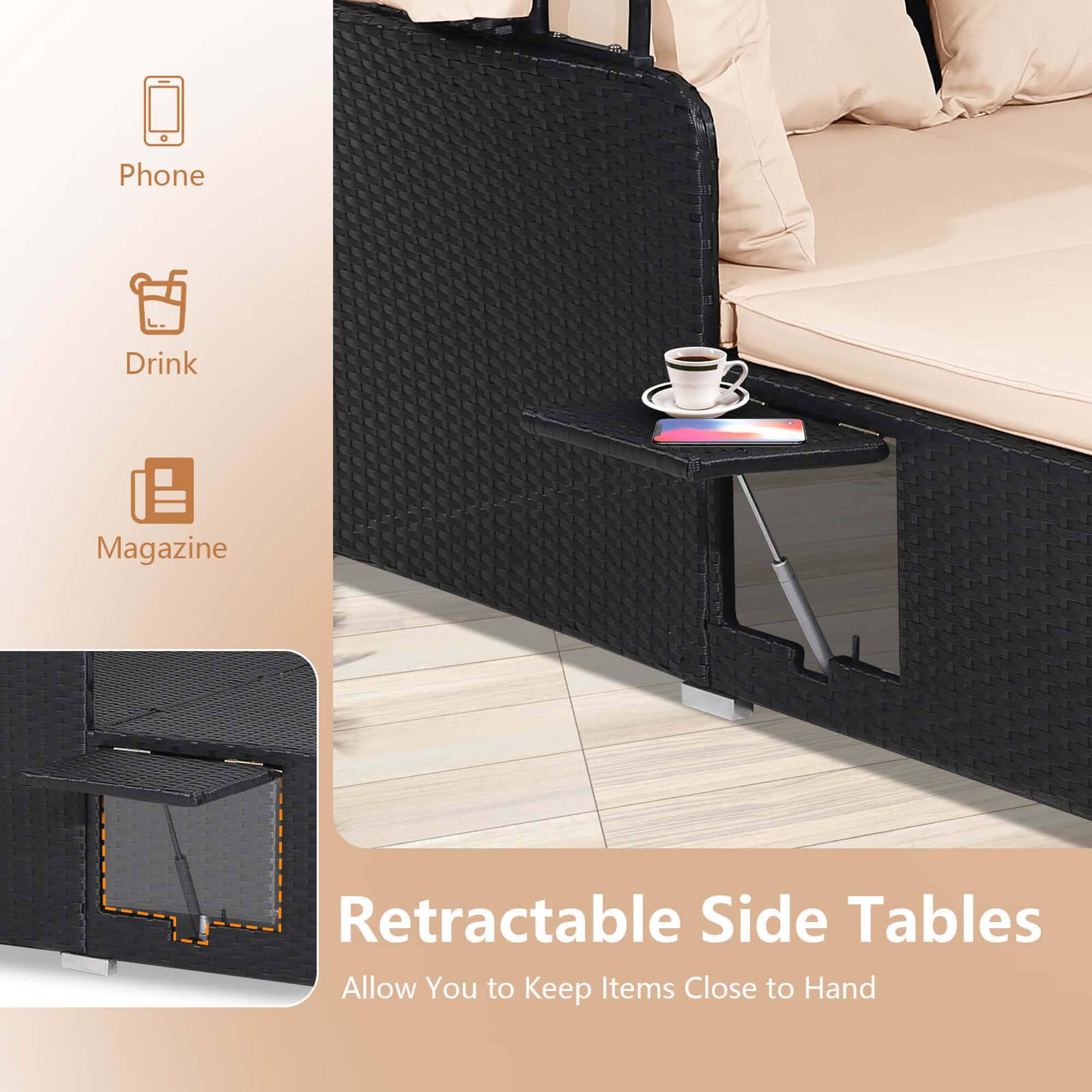 Phone Drink Magazine Retractable Side Tables Allow You to Keep Items Close to Hand