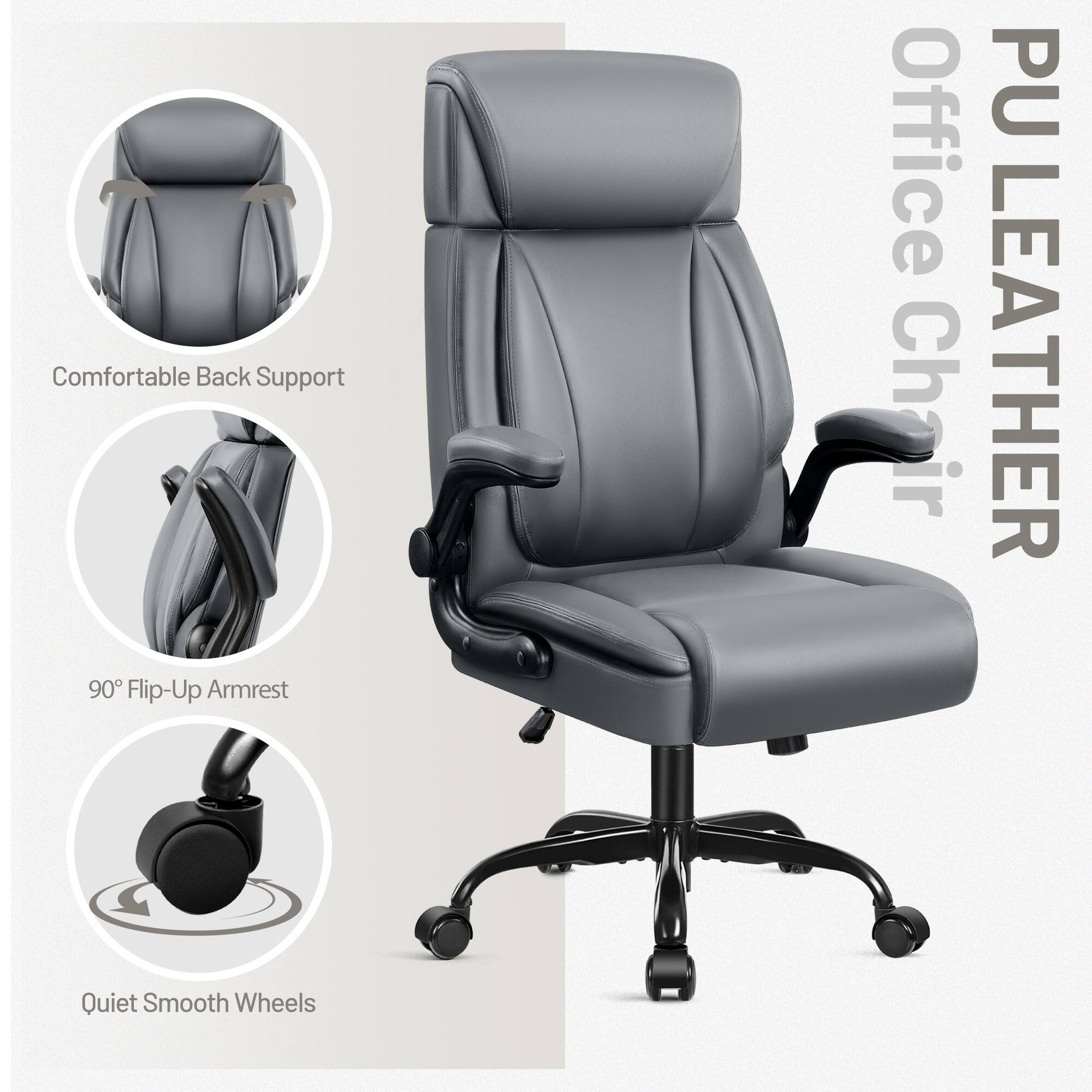 Comfortable Back Support  
90° Flip-Up Armrest  
PU Leather  
Quiet Smooth Wheels