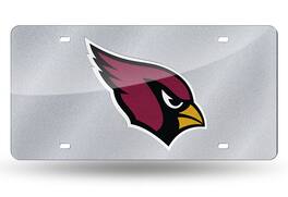 Rico Industries - Arizona Football Cardinals - Silver Glitter Bling Look - Laser License Plate - Multi