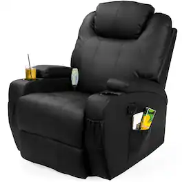 Hivvago - Swivel Heat & Massage Recliner Chair 5 Modes Remote Control - Black