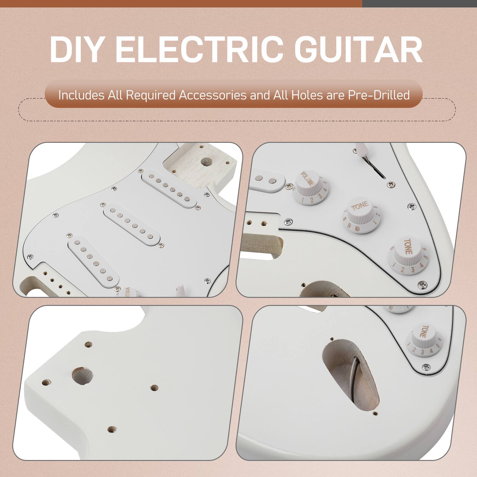 DIY ELECTRIC GUITAR  
Includes All Required Accessories and All Holes are Pre-Drilled