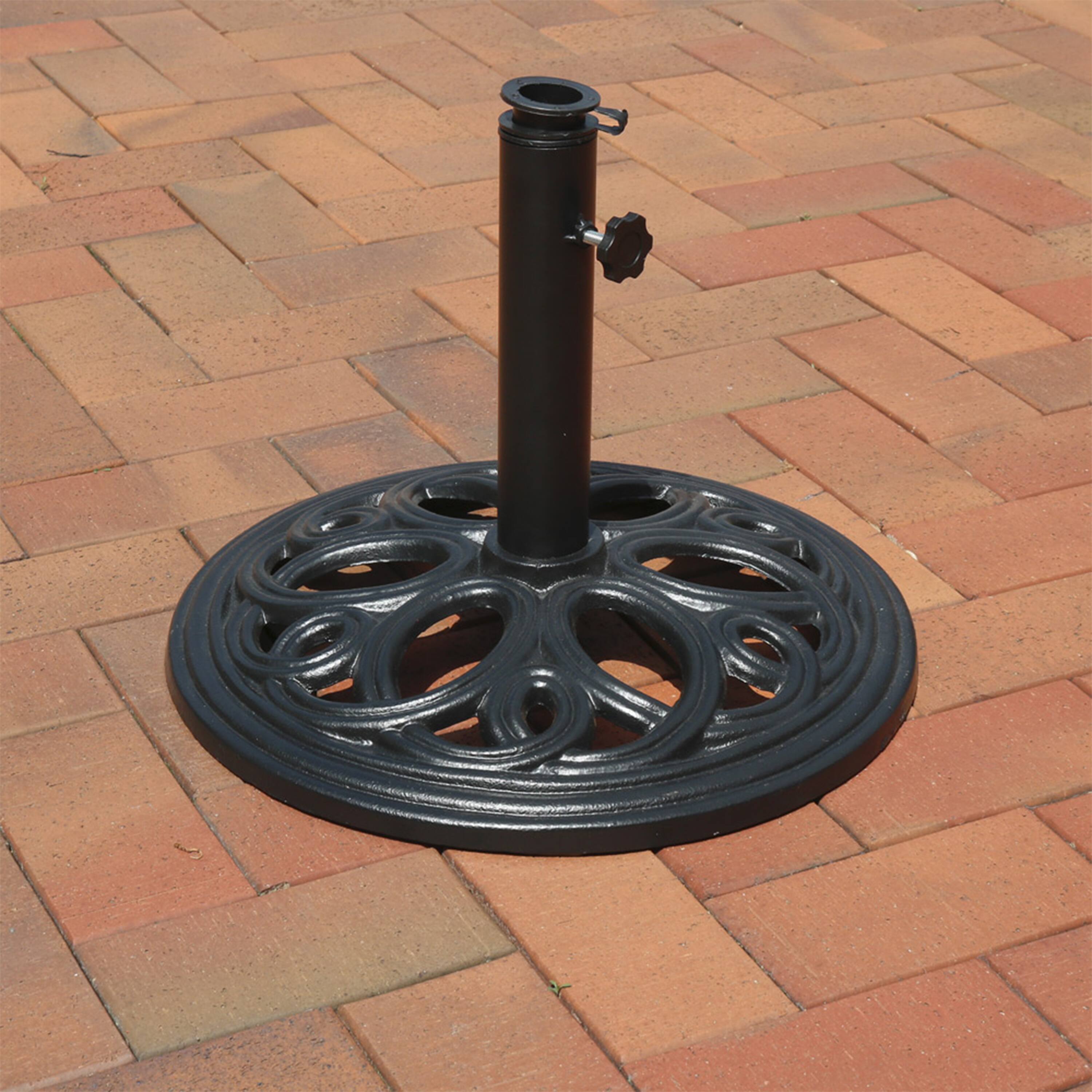 Alt View 7. Sunnydaze - 18 in Decorative Cast Iron Round Patio Umbrella Base - Black.